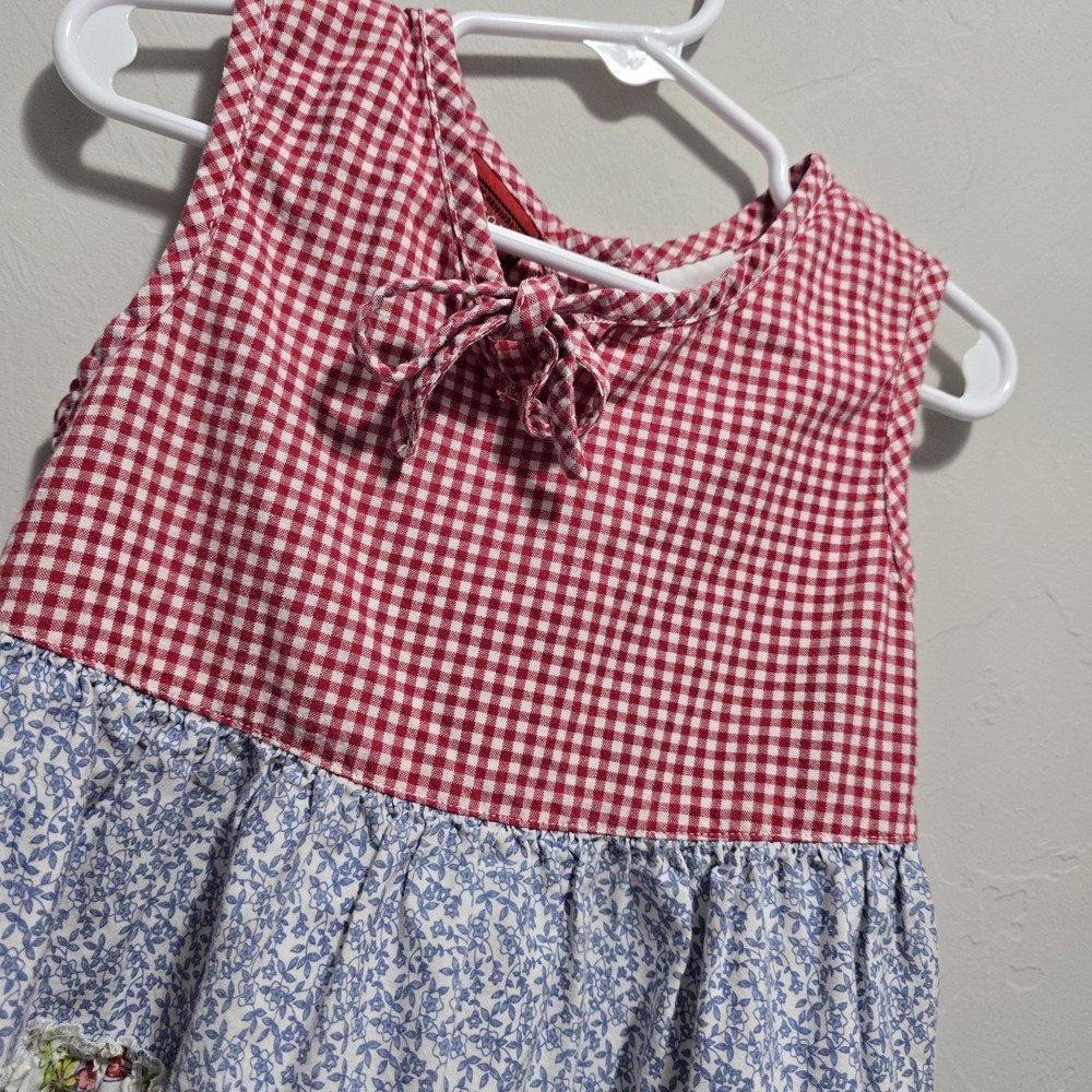 Vintage Y2K Arizona Plaid Dress Kids 4T Floral Red - Picture 4 of 8